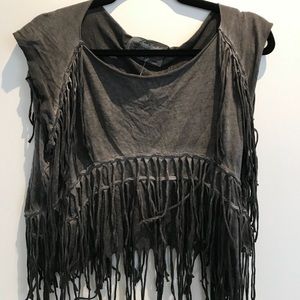 All saints cropped fringe top.